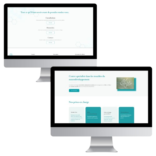 Site multipage d’un cabinet de diagnostic TND affiché sur ordinateur