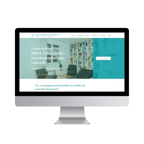 Section accueil d’un site one-page de cabinet de diagnostic TND affichée sur ordinateur