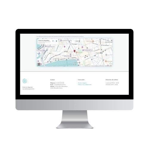 Section localisation d’un site one-page de cabinet de diagnostic TND affichée sur ordinateur